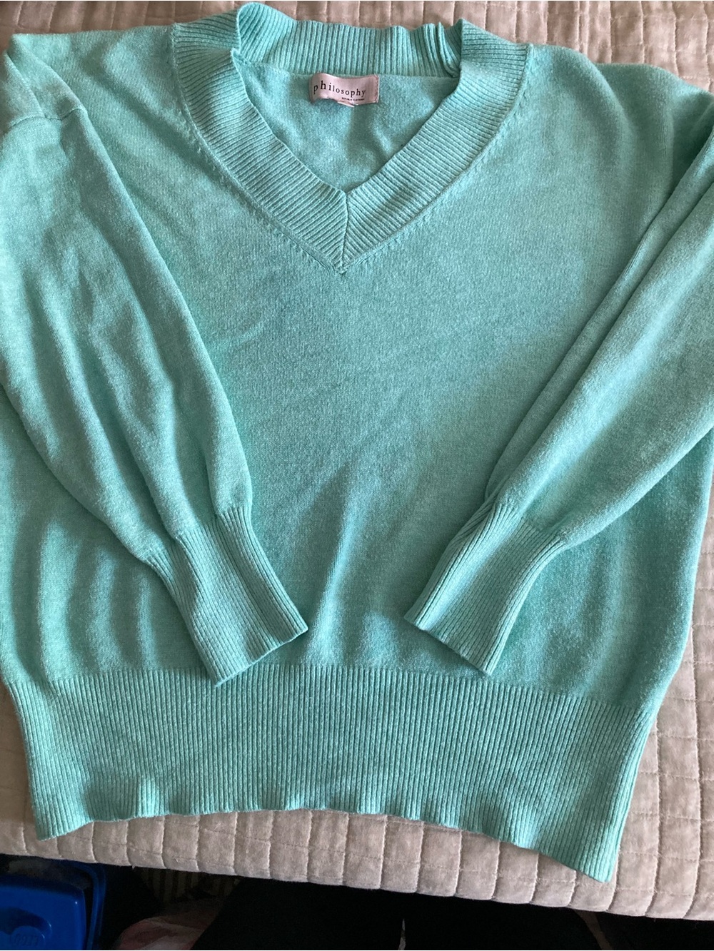 Philosophy medium Mint Green V-Neck Sweater